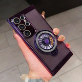 Rotating Gyroscope Stand Electroplated Heat Dissipation Mesh Phone Case for Samsung