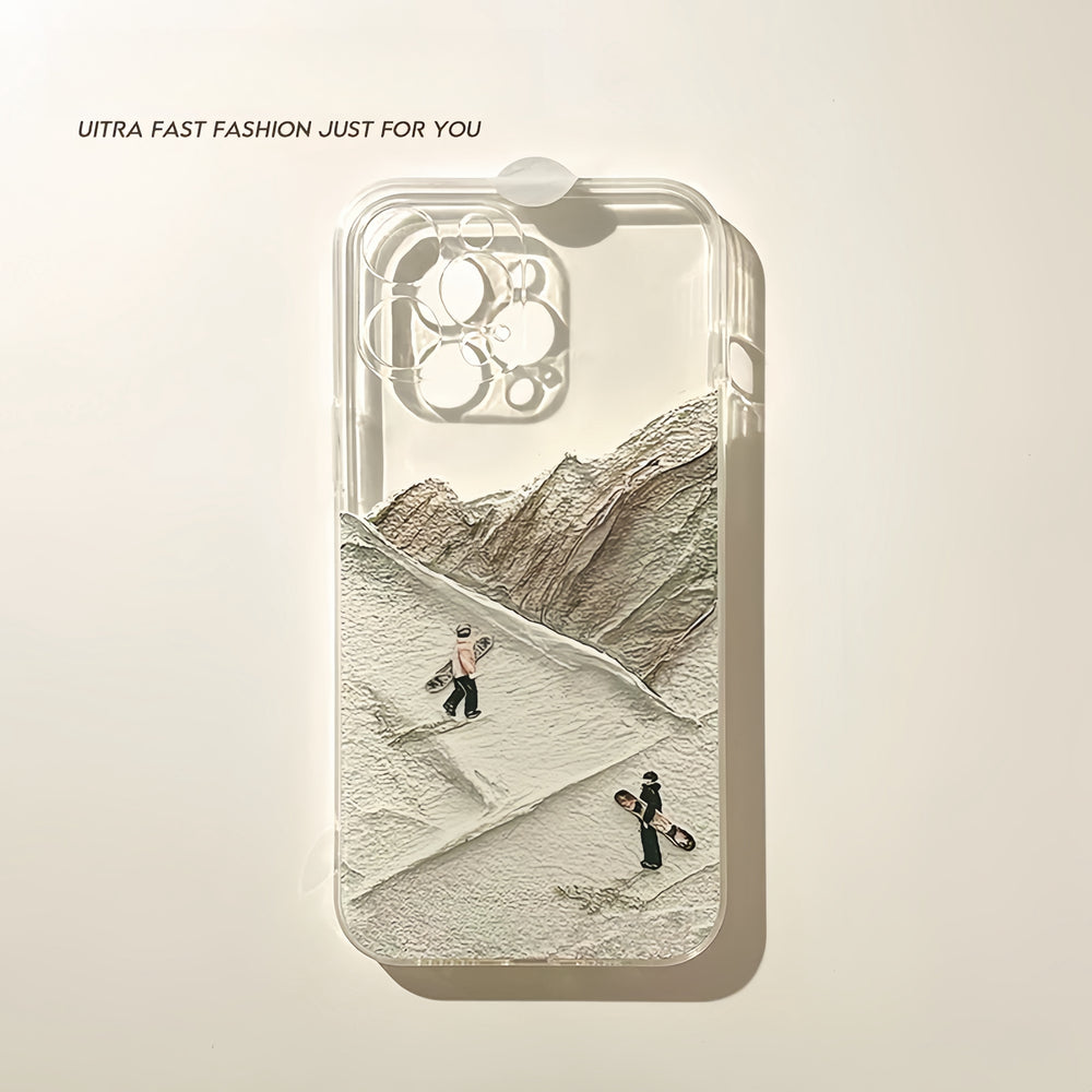 Simple Niche Snow Mountain Skiing Case For iPhone