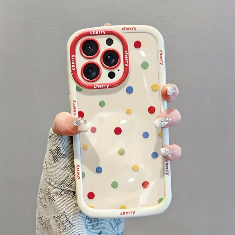 Cream shell painted cherry doll with hanging rope Case for iPhone