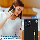 Stylish Leather Crossbody Zipper Back Cover Holder Wallet Card Holder Phone Case 3-In-1 for iphone