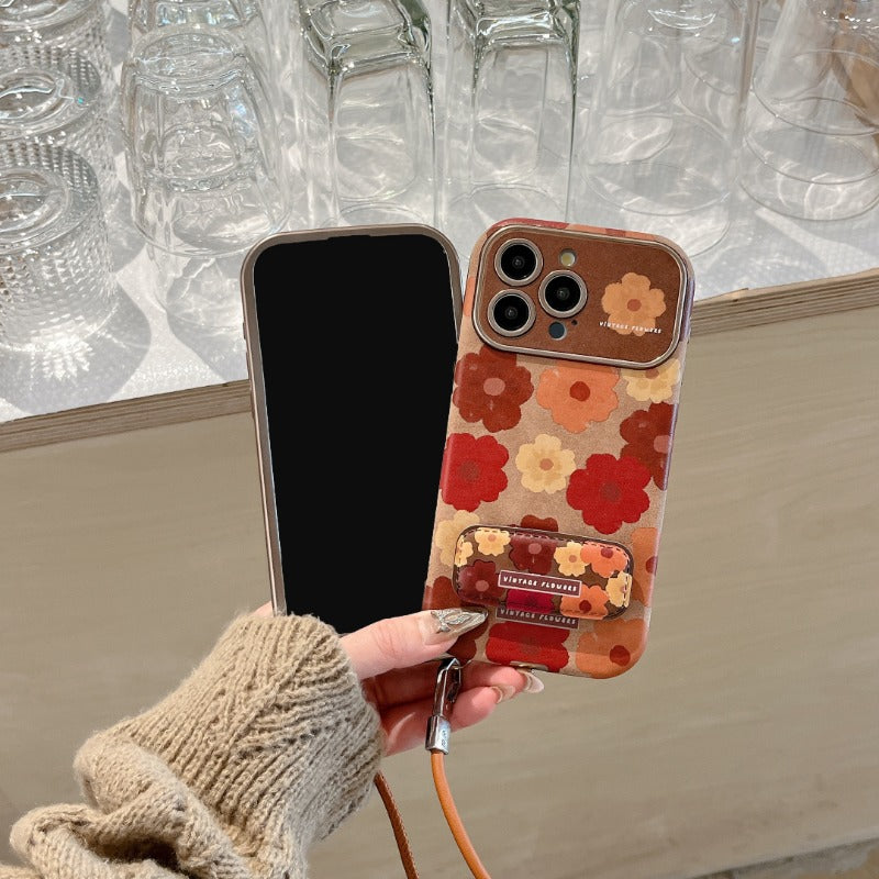 Flower with Lanyard Stand Case for iPhone