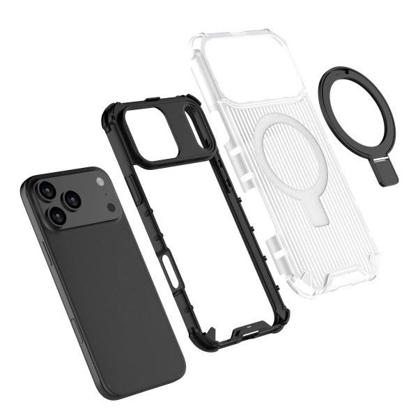 Magsafe Magnetic Stand Corrugated Pattern Shockproof Case for iPhone