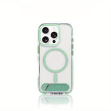 Fresh Green Clear Magnetic Stand Glossy Hard Shell Case For iPhone