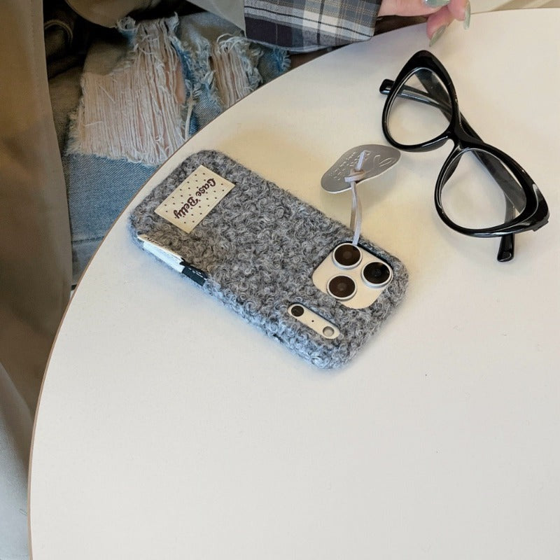 Solid Color Woolen Velvet Minimalist And Unique Tag Phone Case for IPhone