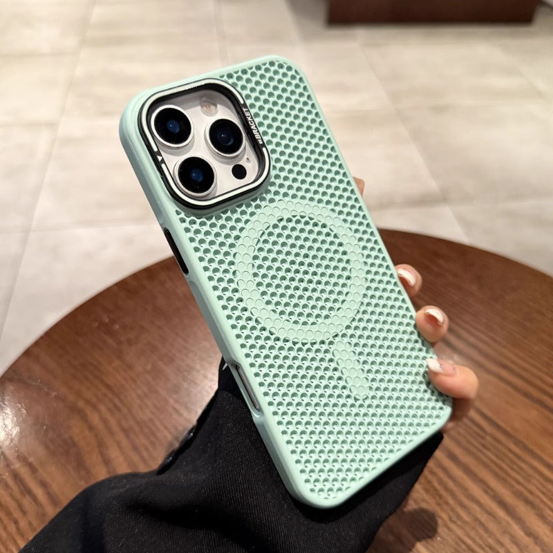 Magnetic Charging Breathable Phone Case with Lens Frame case for iPhone