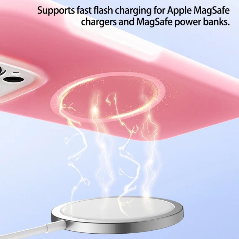 Solid Color Jelly Magnetic Liquid Silicone Phone Case For iPhone