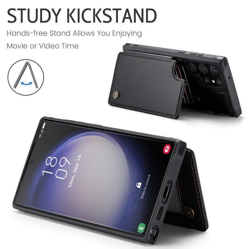 New RFID Card Insert Anti-drop Leather Case and Anti-theft Phone Case for Samsung