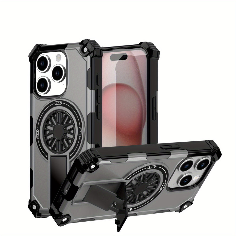 Anti-Drop Case with Stand  Fan Rotation Magnetic case for iPhone