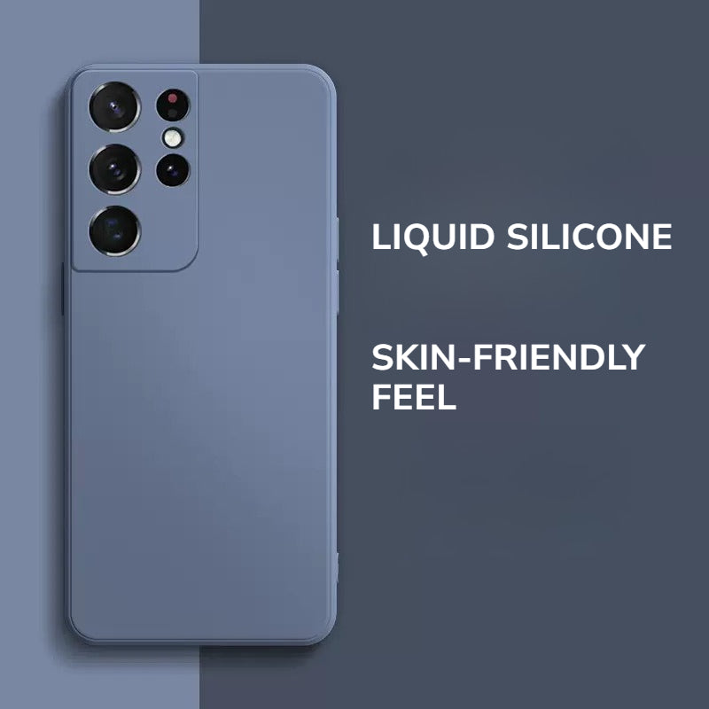 Liquid Silicone Full-Coverage Straight-Edge Shockproof Phone Case for Samsung