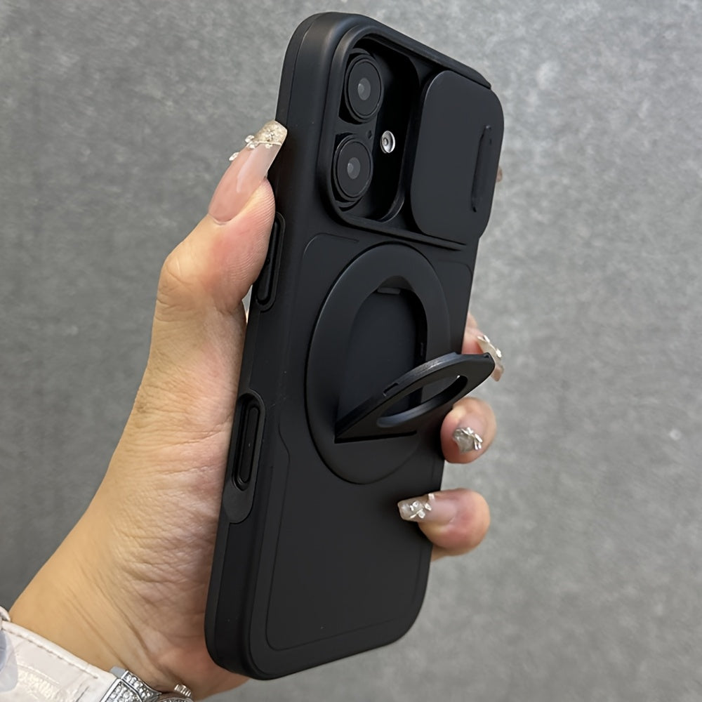 360° Rotating Invisible Bracket Charging Magnetic Case for iPhone