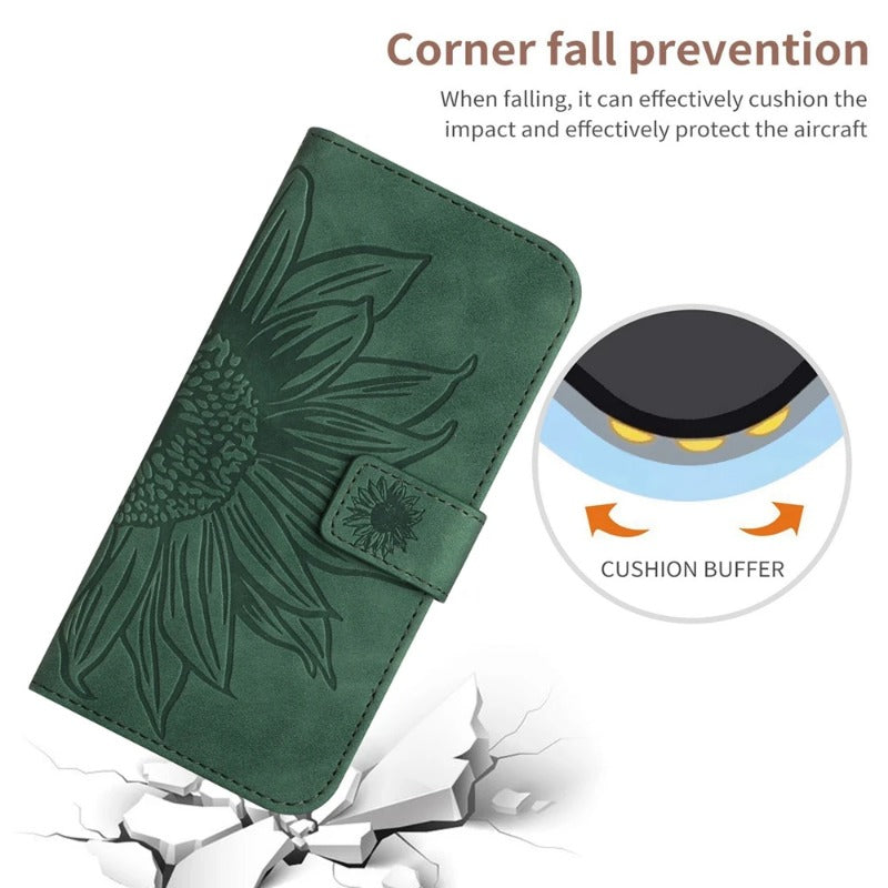 Wallet Flip Sunflower Leather Back Case for iPhone