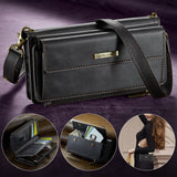 New Retro RFID-Shielded Zipper Wallet, Supports Wireless Charging, Comes with Long and Short Lanyards, Leather Phone Case for Samsung