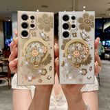 Rhinestone Butterfly And Flower Magnetic Phone Case for Samsung