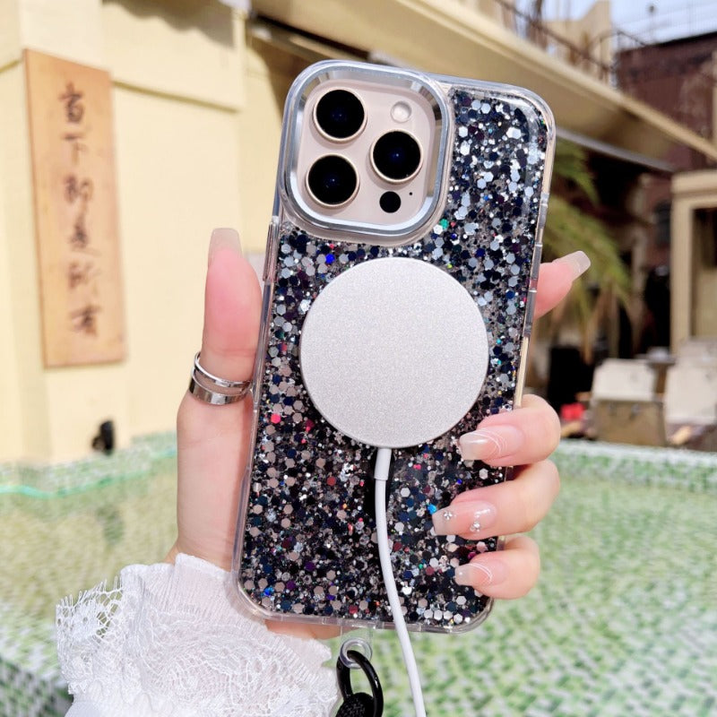 Glitter Foils MagSafe Magnetic Wireless Charging Case for iPhone