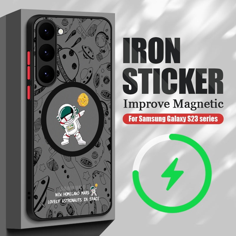 Astronaut Cartoon Graffiti Skin-Sensitive Magnetic Phone Case for Samsung