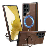 High-End Leather Magnetic Stand Full-Coverage Shockproof Phone Case for Samsung