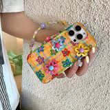 Chain Colorful Striped Three-Dimensional Flower  Case for iPhone