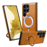 High-End Leather Magnetic Stand Full-Coverage Shockproof Phone Case for Samsung