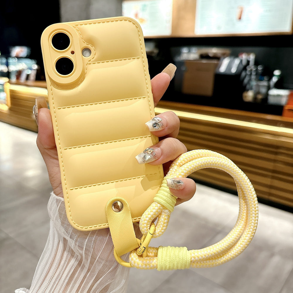 Simple Down Jacket with Lanyard Case for iPhone