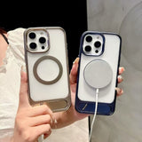 Invisible Folding Stand Magnetic  Magsafe Wireless Charging Case For iPhone