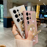 Rhinestone Butterfly And Flower Magnetic Phone Case for Samsung