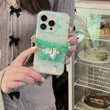 High-grade Turquoise Beaded Butterfly Holder Case  For iphone