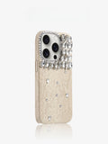 High Quality Silicone Gray Snake Pattern Silver Diamond Case For iphone