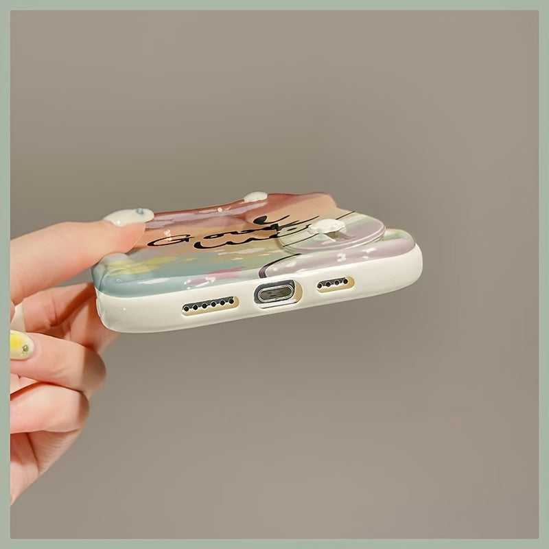 Oil painting smiley face strap Case for iPhone