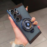 Rotating Gyroscope Stand Electroplated Heat Dissipation Mesh Phone Case for Samsung