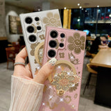 Rhinestone Butterfly And Flower Magnetic Phone Case for Samsung