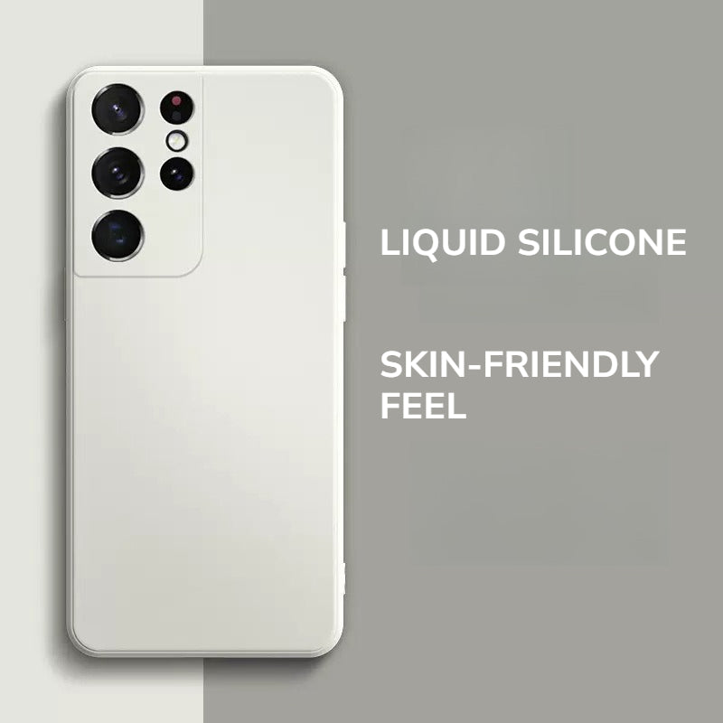 Liquid Silicone Full-Coverage Straight-Edge Shockproof Phone Case for Samsung