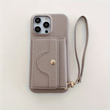 Detachable Multiple Card Holder Small MirrorAnd Lanyard Case for iPhone