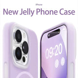 Solid Color Jelly Magnetic Liquid Silicone Phone Case For iPhone