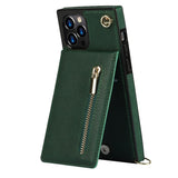 Stylish Leather Crossbody Zipper Back Cover Holder Wallet Card Holder Phone Case 3-In-1 for iphone