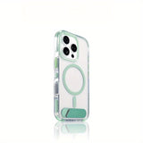 Fresh Green Clear Magnetic Stand Glossy Hard Shell Case For iPhone