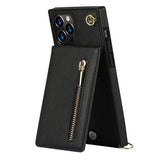 Stylish Leather Crossbody Zipper Back Cover Holder Wallet Card Holder Phone Case 3-In-1 for iphone