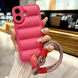 Simple Down Jacket with Lanyard Case for iPhone