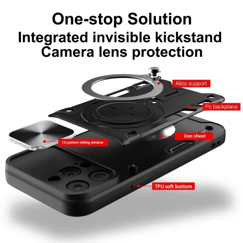 Magsafe Magnetic 360 Rotate Kickstand Armor Ring Case for iPhone