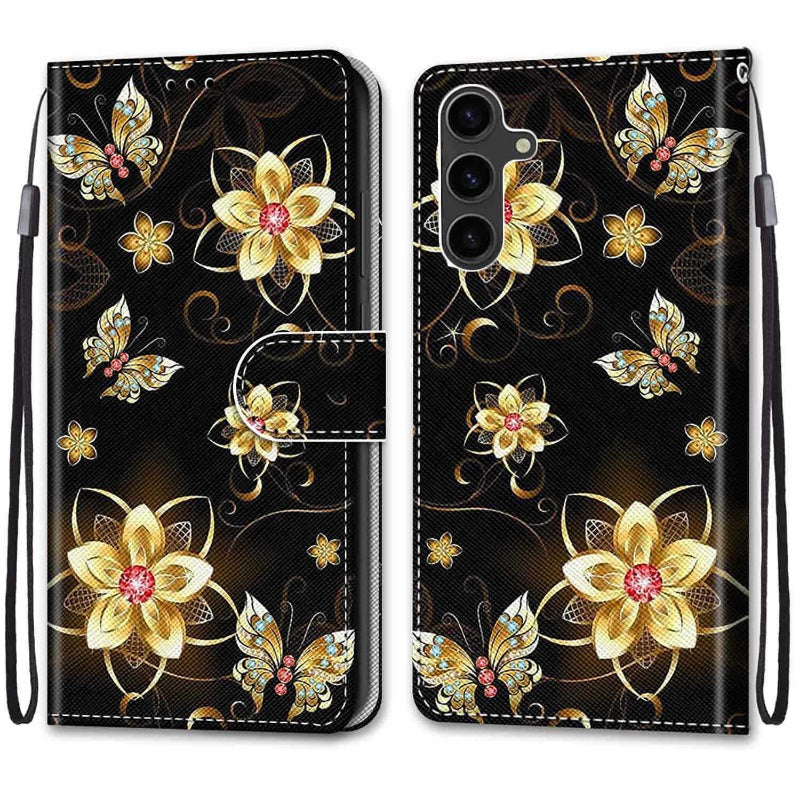 New Painted Leather Flip Phone Case with SIM Card Slot for Samsung