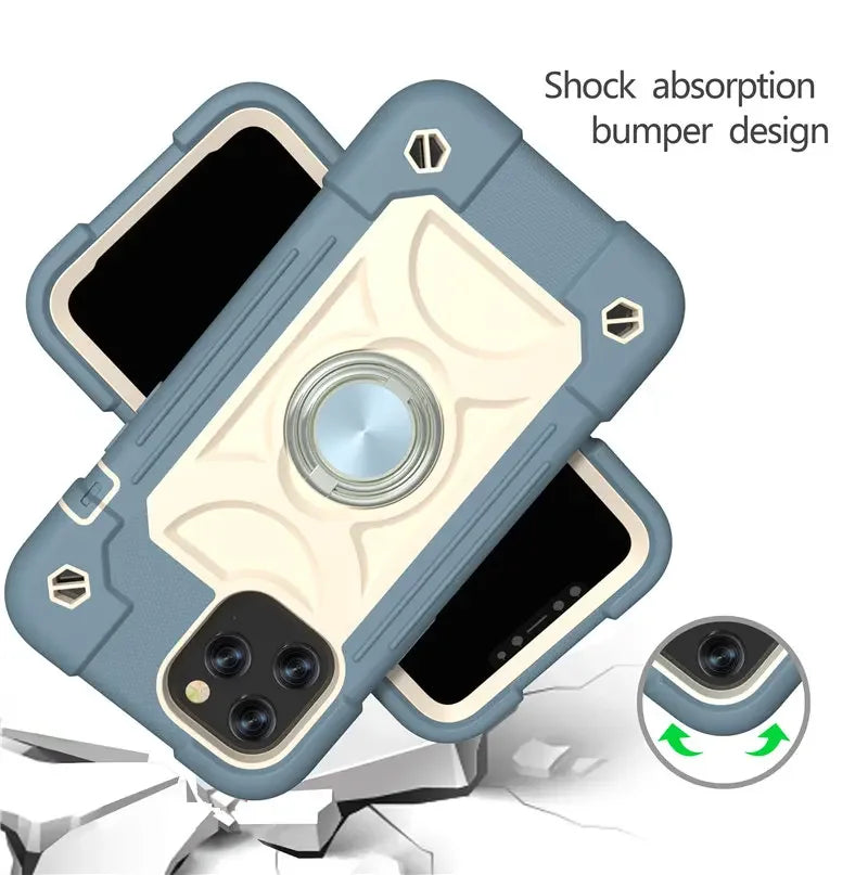 Armor Bumper Shockproof Colorful Rugged Ring Holder Hard PC Case For iPhone