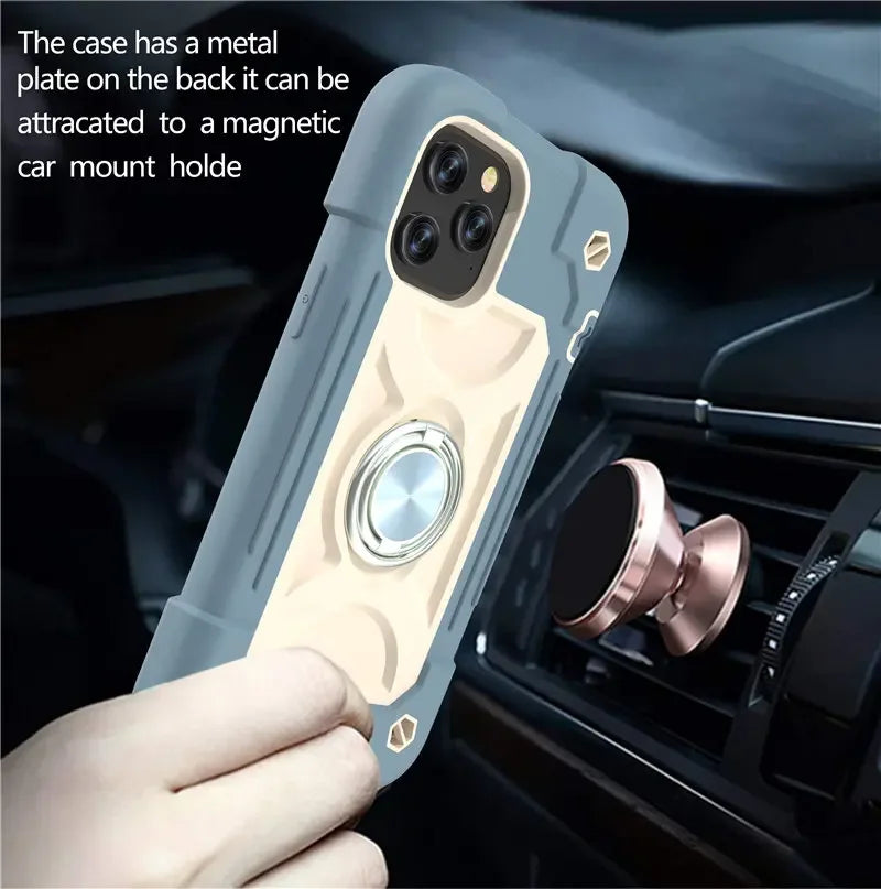 Armor Bumper Shockproof Colorful Rugged Ring Holder Hard PC Case For iPhone