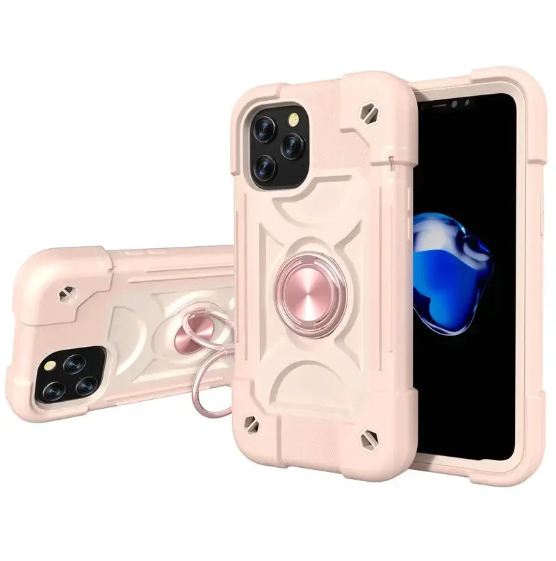 Armor Bumper Shockproof Colorful Rugged Ring Holder Hard PC Case For iPhone