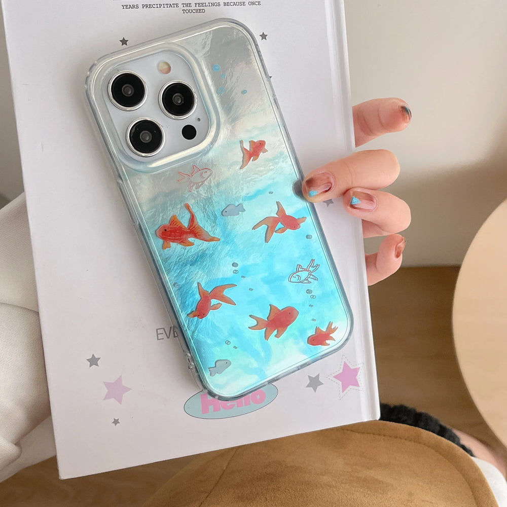 Auspicious Goldfish Ripple Texture Case for iPhone