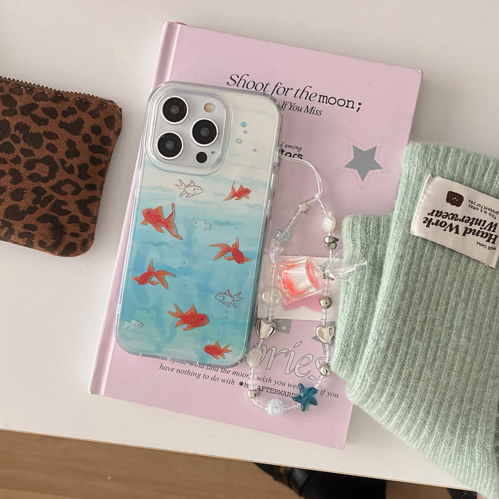 Auspicious Goldfish Ripple Texture Case for iPhone