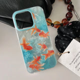 Auspicious Ripple Texture Lucky Goldfish Case for iPhone