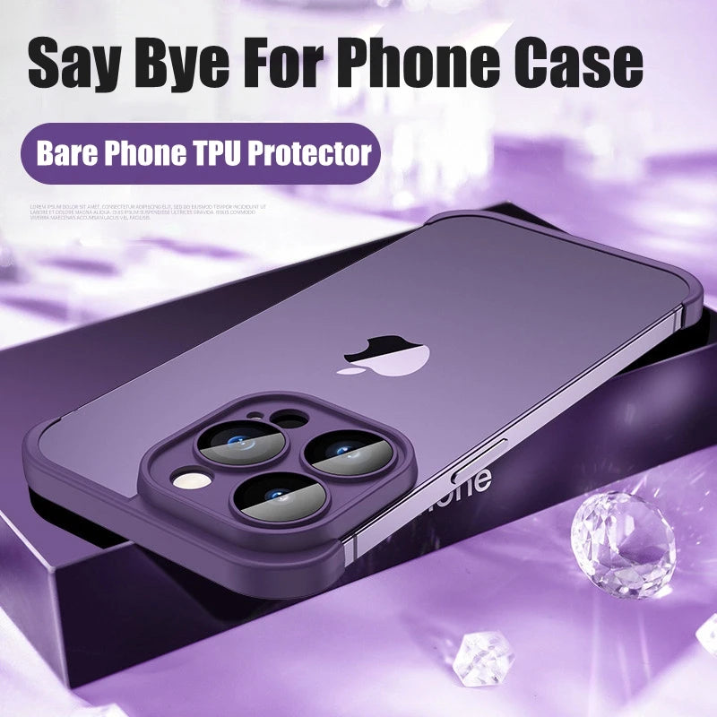 Camera Lens & Fame Protector Cover Real Bare Cell Phone Case for iPhone