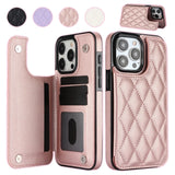 Card Slot Flip Leather Wallet Double Button Case For iPhone