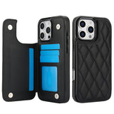 Card Slot Flip Leather Wallet Double Button Case For iPhone