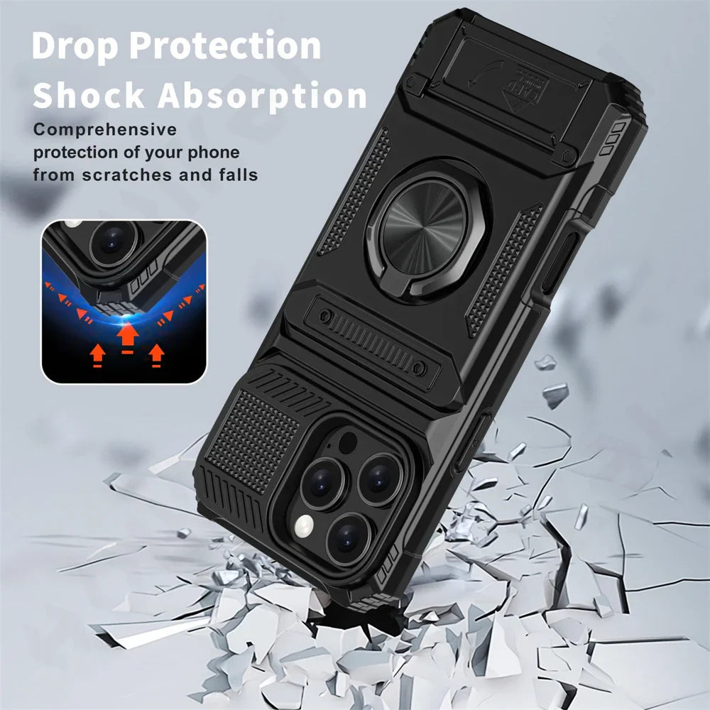 Anti-fall Shockproof Armor Case for iPhone Ring Stand Case For iPhone