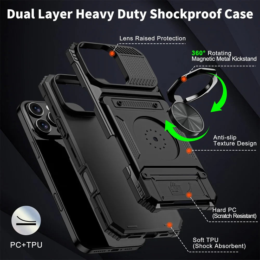 Anti-fall Shockproof Armor Case for iPhone Ring Stand Case For iPhone